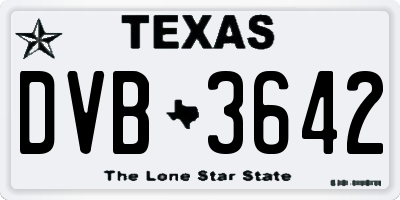 TX license plate DVB3642