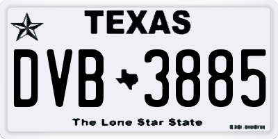 TX license plate DVB3885