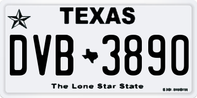 TX license plate DVB3890