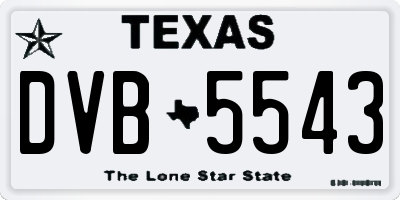 TX license plate DVB5543