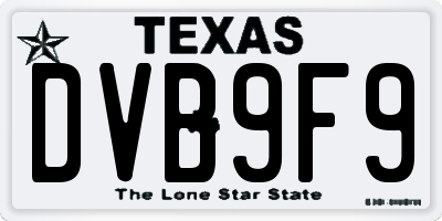 TX license plate DVB9F9