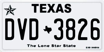 TX license plate DVD3826