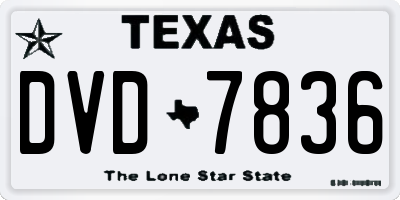 TX license plate DVD7836