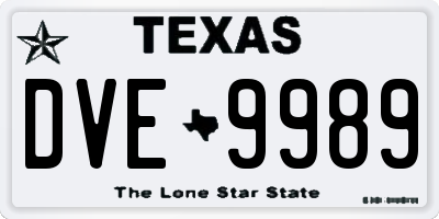 TX license plate DVE9989