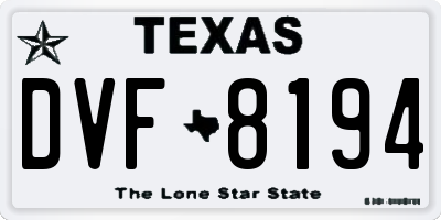 TX license plate DVF8194