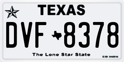 TX license plate DVF8378