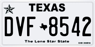 TX license plate DVF8542