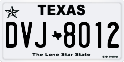 TX license plate DVJ8012