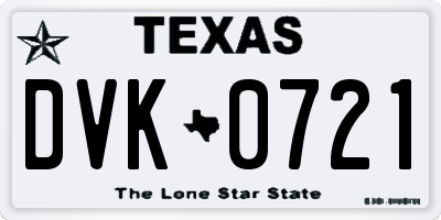 TX license plate DVK0721