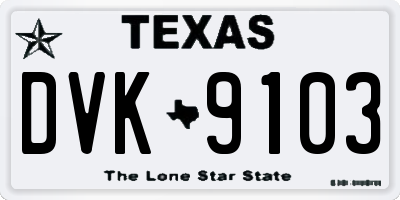 TX license plate DVK9103