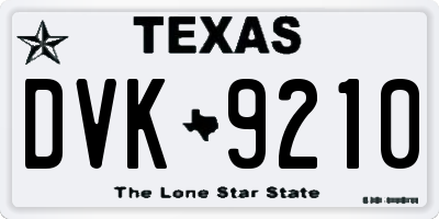 TX license plate DVK9210