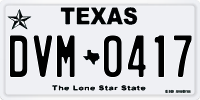 TX license plate DVM0417
