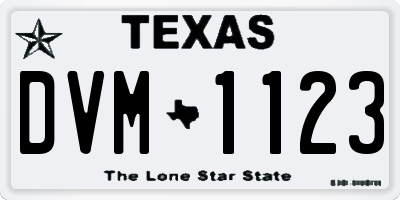 TX license plate DVM1123