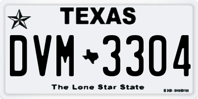 TX license plate DVM3304