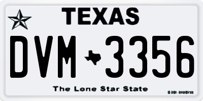 TX license plate DVM3356