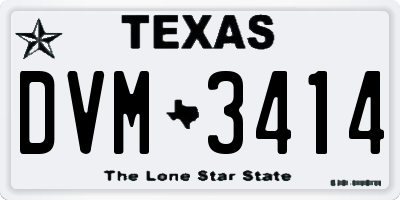 TX license plate DVM3414
