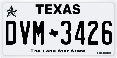 TX license plate DVM3426