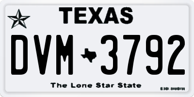 TX license plate DVM3792
