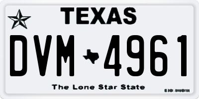 TX license plate DVM4961