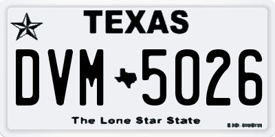 TX license plate DVM5026