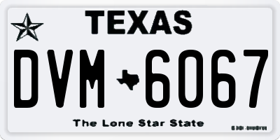 TX license plate DVM6067