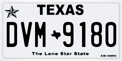 TX license plate DVM9180