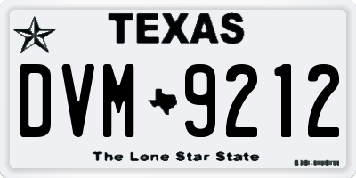 TX license plate DVM9212