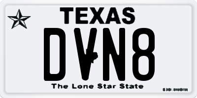 TX license plate DVN8