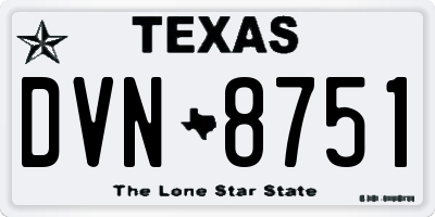 TX license plate DVN8751