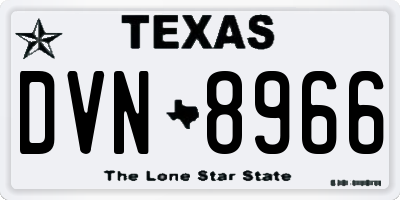 TX license plate DVN8966