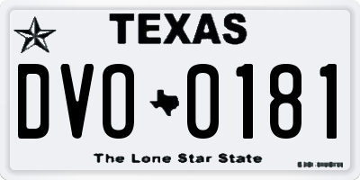 TX license plate DVO0181