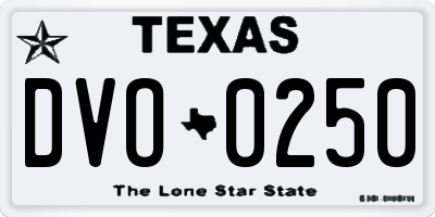 TX license plate DVO0250