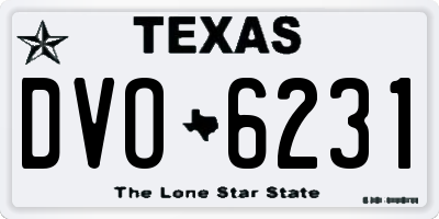 TX license plate DVO6231