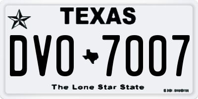 TX license plate DVO7007
