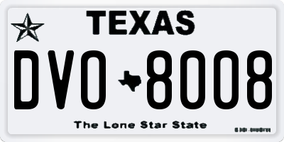 TX license plate DVO8008