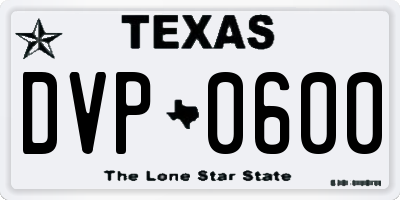 TX license plate DVP0600