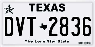 TX license plate DVT2836