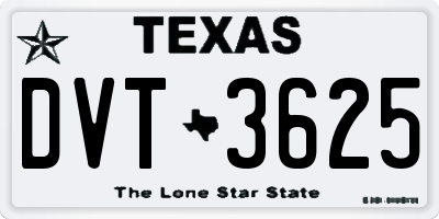 TX license plate DVT3625