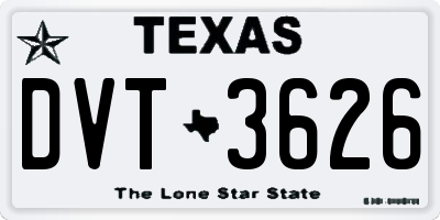 TX license plate DVT3626