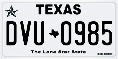 TX license plate DVU0985