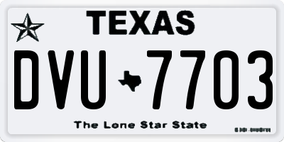 TX license plate DVU7703