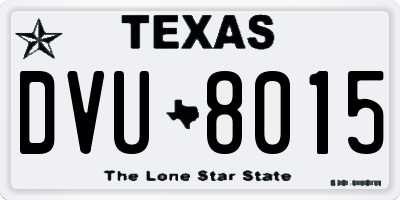 TX license plate DVU8015