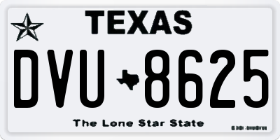 TX license plate DVU8625