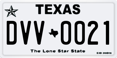 TX license plate DVV0021
