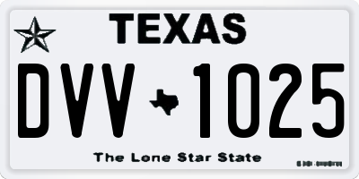 TX license plate DVV1025