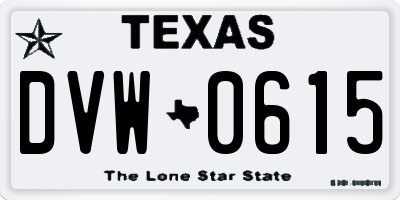 TX license plate DVW0615