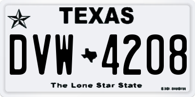 TX license plate DVW4208