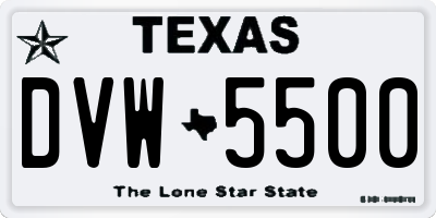 TX license plate DVW5500