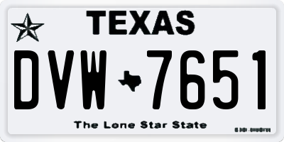 TX license plate DVW7651