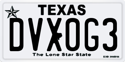 TX license plate DVX0G3